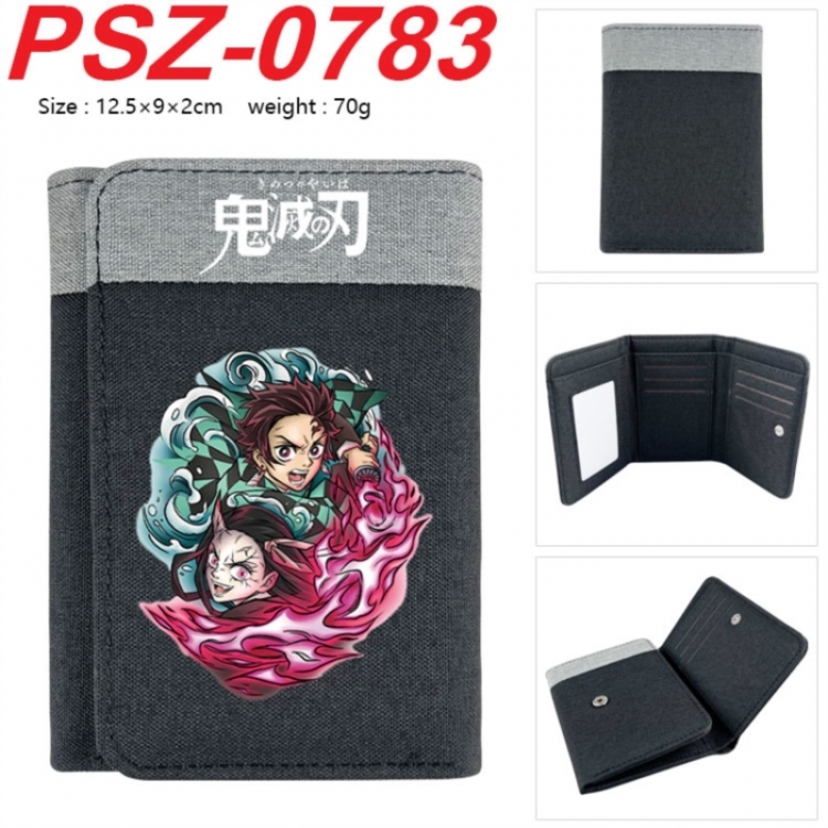 Demon Slayer Kimets Anime color blocked three fold concealed wallet 12.5X9X2CM 70G