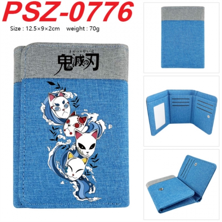 Demon Slayer Kimets Anime color blocked three fold concealed wallet 12.5X9X2CM 70G