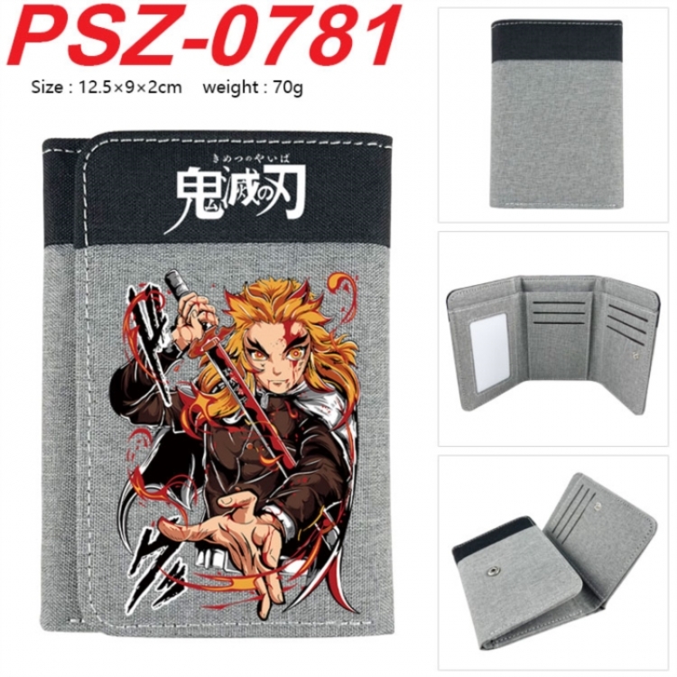 Demon Slayer Kimets Anime color blocked three fold concealed wallet 12.5X9X2CM 70G