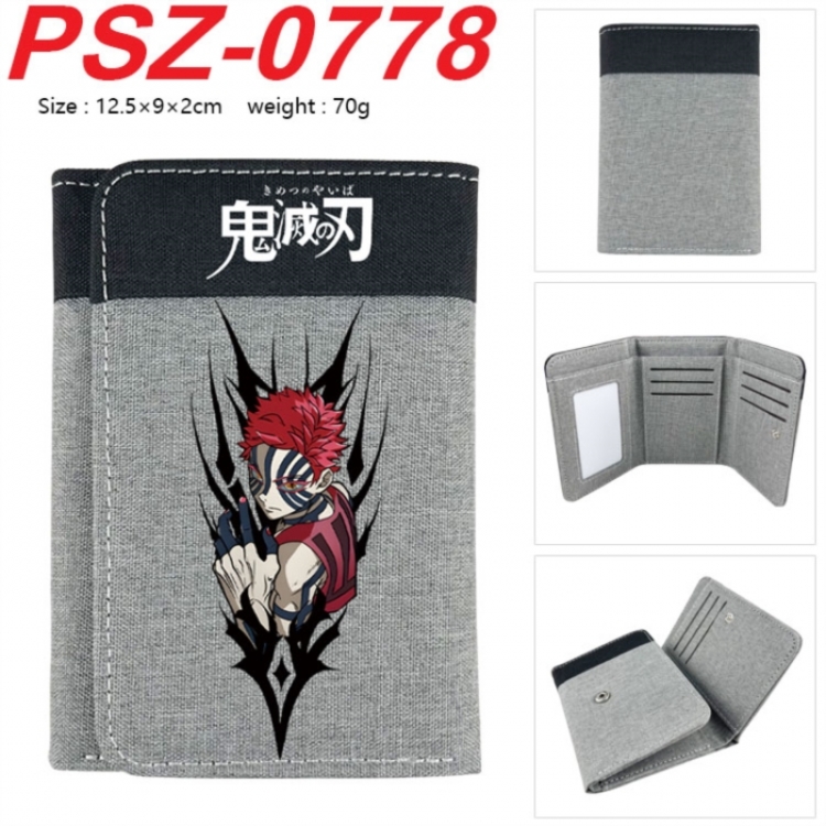 Demon Slayer Kimets Anime color blocked three fold concealed wallet 12.5X9X2CM 70G