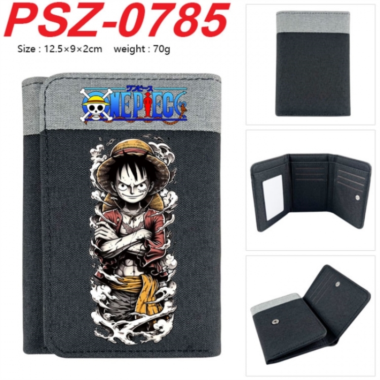 One Piece Anime color blocked three fold concealed wallet 12.5X9X2CM 70G