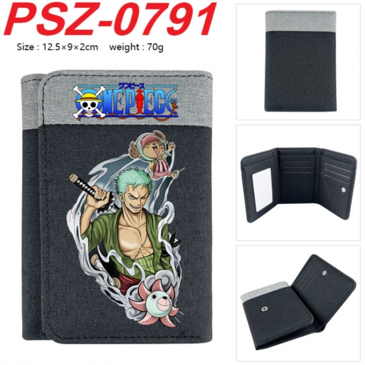 One Piece Anime color blocked three fold concealed wallet 12.5X9X2CM 70G