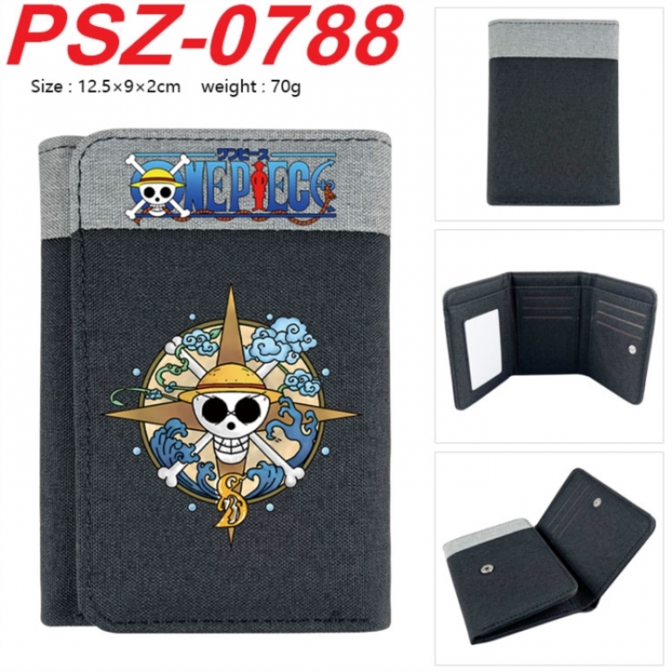 One Piece Anime color blocked three fold concealed wallet 12.5X9X2CM 70G