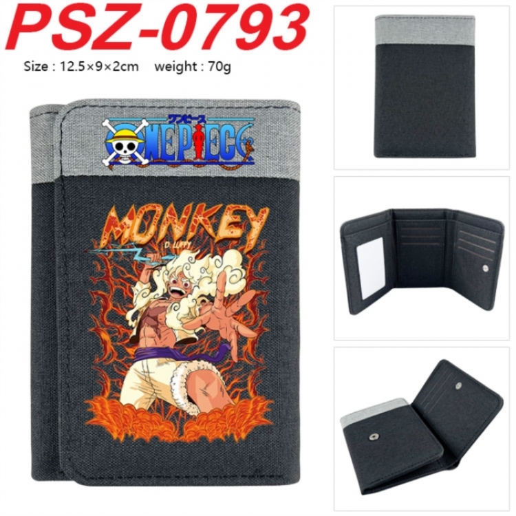 One Piece Anime color blocked three fold concealed wallet 12.5X9X2CM 70G
