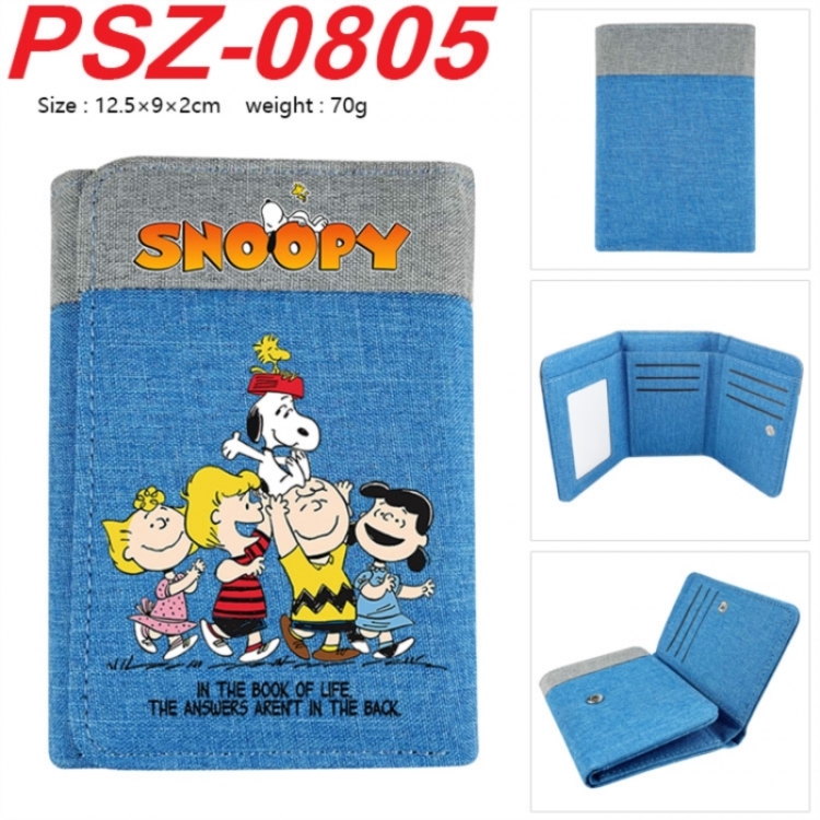 snoopy Anime color blocked three fold concealed wallet 12.5X9X2CM 70G