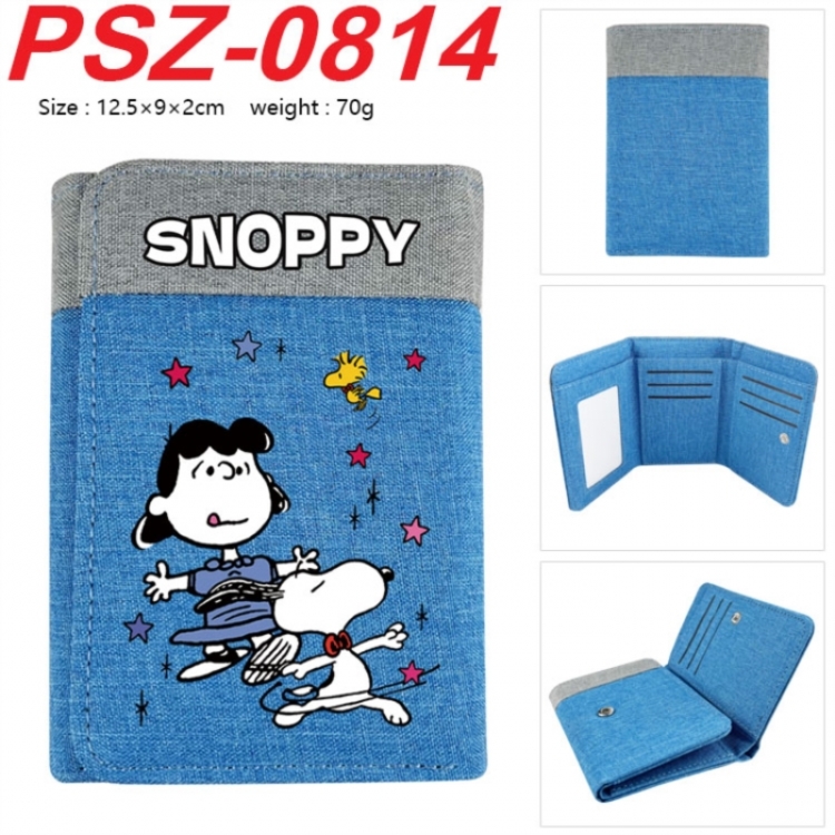 snoopy Anime color blocked three fold concealed wallet 12.5X9X2CM 70G