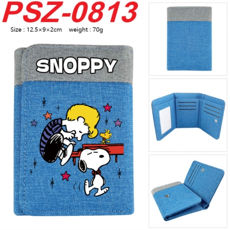 snoopy Anime color blocked three fold concealed wallet 12.5X9X2CM 70G