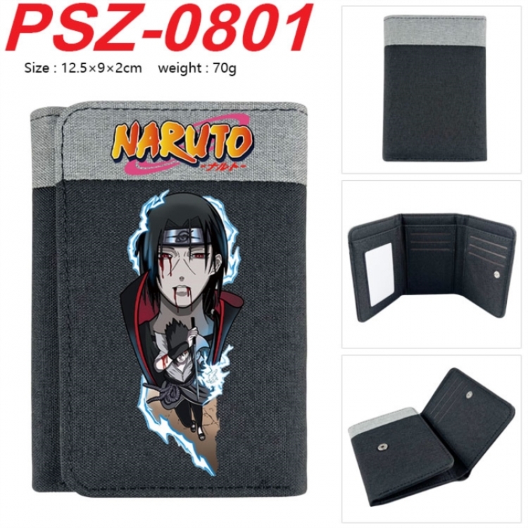 Naruto Anime color blocked three fold concealed wallet 12.5X9X2CM 70G