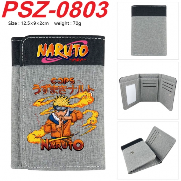 Naruto Anime color blocked three fold concealed wallet 12.5X9X2CM 70G