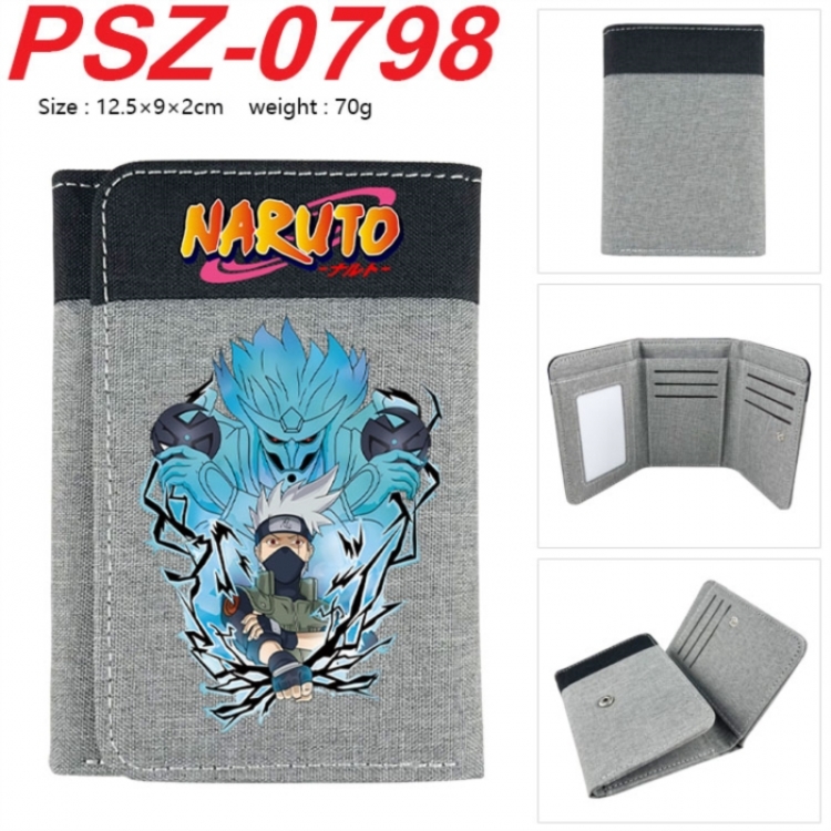 Naruto Anime color blocked three fold concealed wallet 12.5X9X2CM 70G