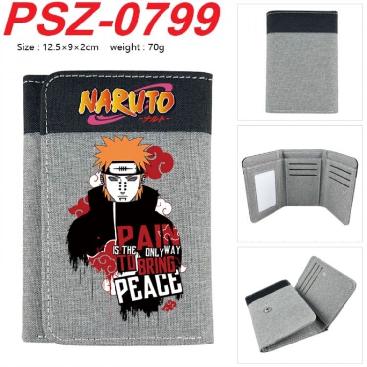 Naruto Anime color blocked three fold concealed wallet 12.5X9X2CM 70G