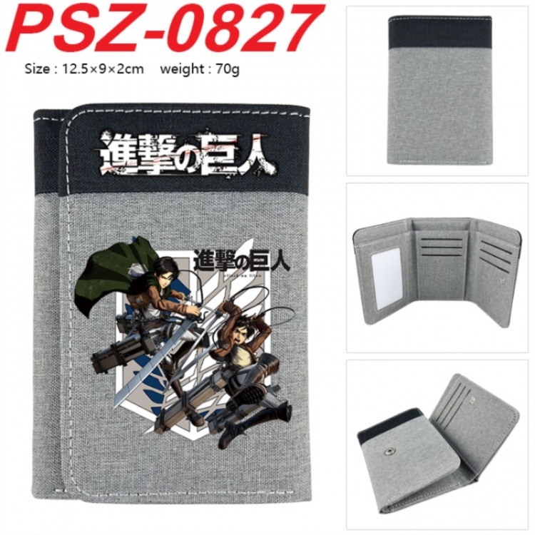 Shingeki no Kyojin Anime color blocked three fold concealed wallet 12.5X9X2CM 70G