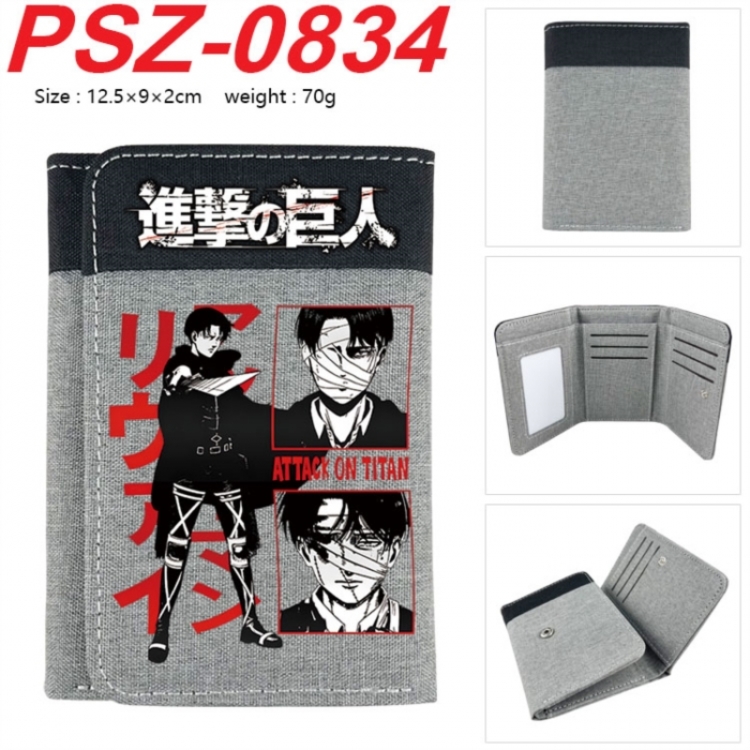 Shingeki no Kyojin Anime color blocked three fold concealed wallet 12.5X9X2CM 70G