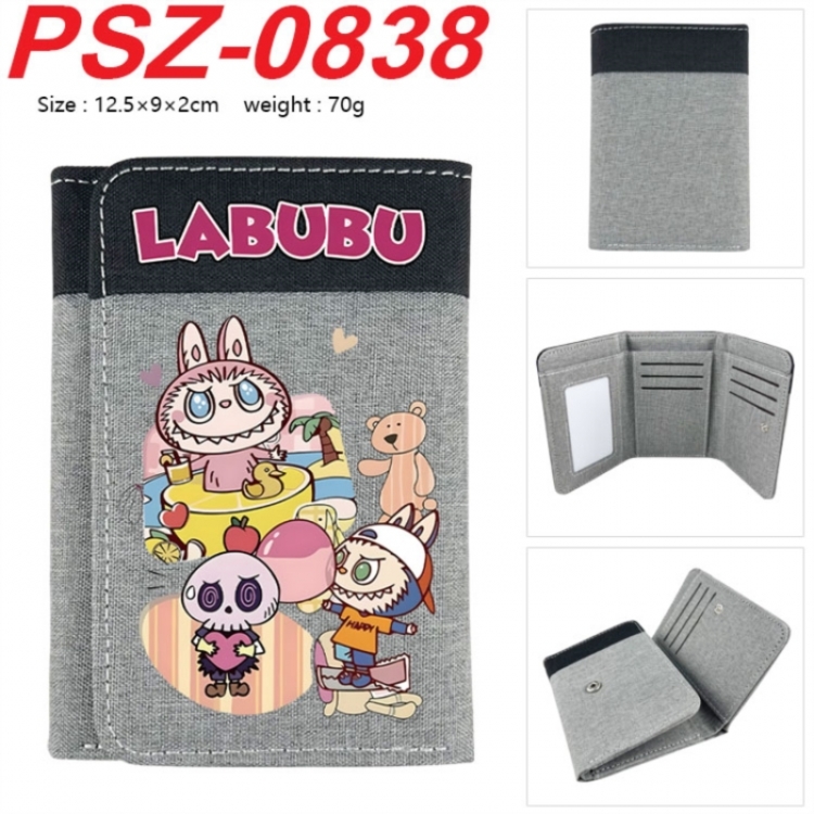 Labubu Anime color blocked three fold concealed wallet 12.5X9X2CM 70G