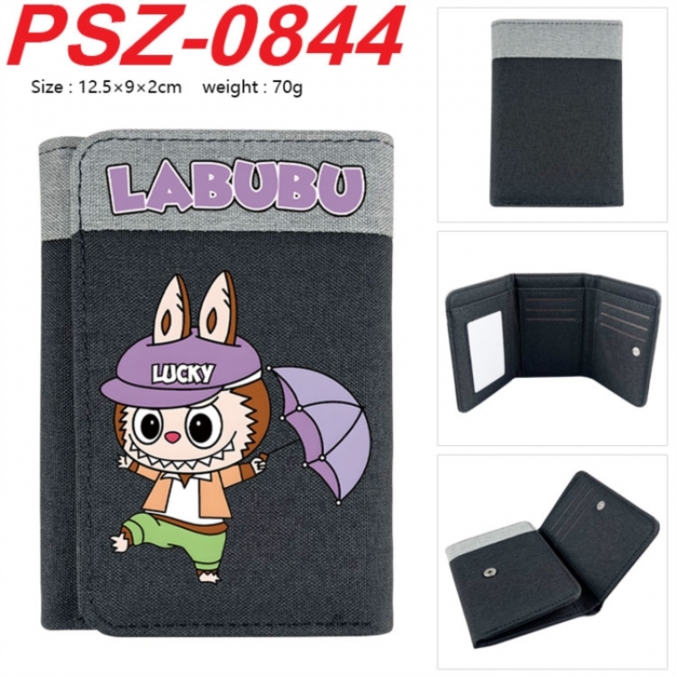Labubu Anime color blocked three fold concealed wallet 12.5X9X2CM 70G