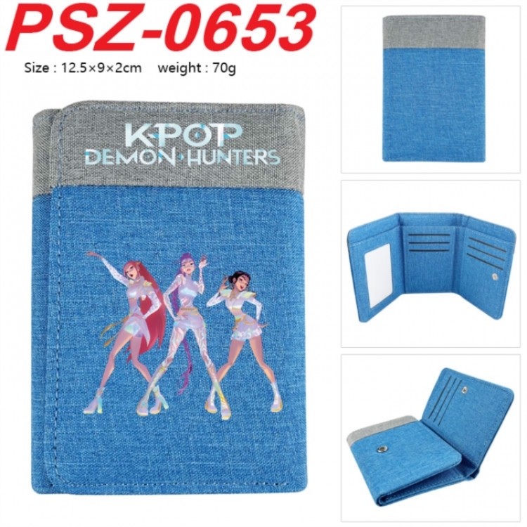 K-Pop Demon Hunters Anime color blocked three fold concealed wallet 12.5X9X2CM 70G
