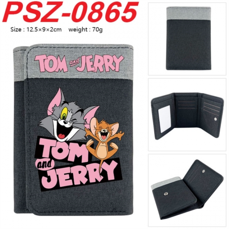 Tom and Jerry Anime color blocked three fold concealed wallet 12.5X9X2CM 70G