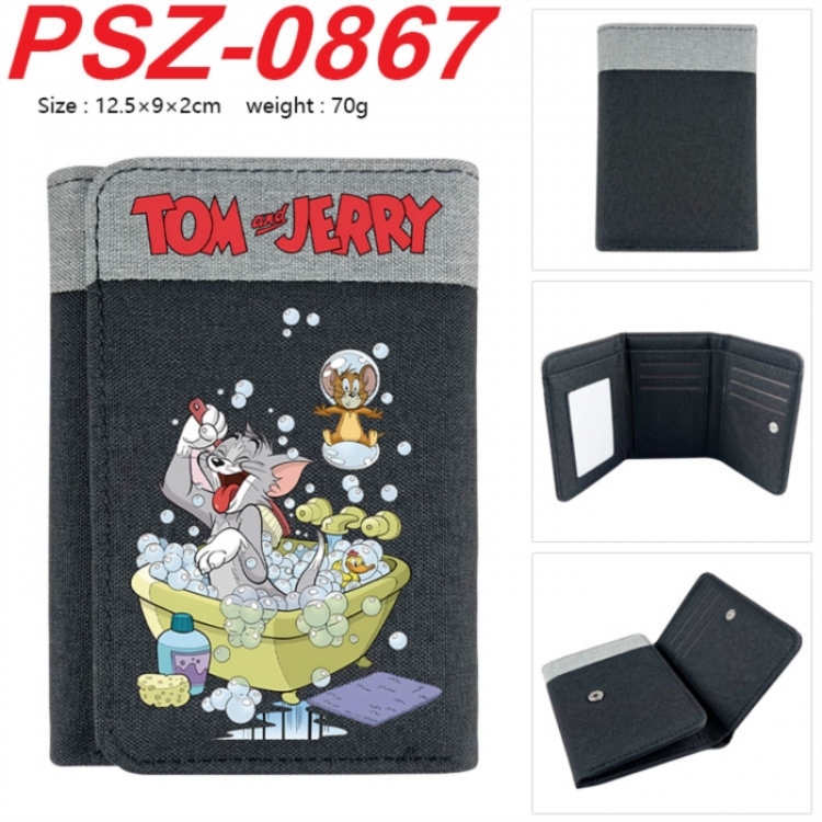 Tom and Jerry Anime color blocked three fold concealed wallet 12.5X9X2CM 70G