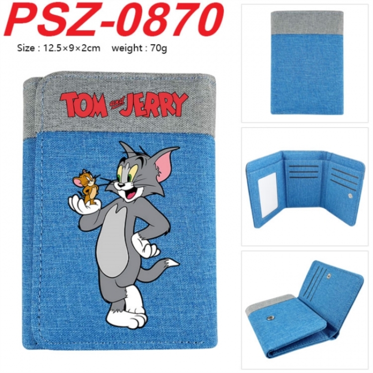 Tom and Jerry Anime color blocked three fold concealed wallet 12.5X9X2CM 70G