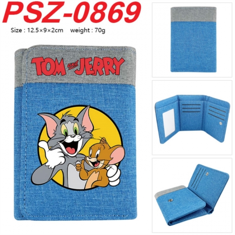 Tom and Jerry Anime color blocked three fold concealed wallet 12.5X9X2CM 70G