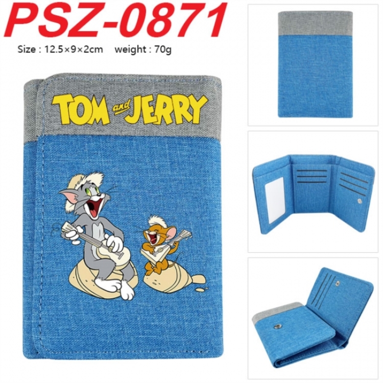 Tom and Jerry Anime color blocked three fold concealed wallet 12.5X9X2CM 70G