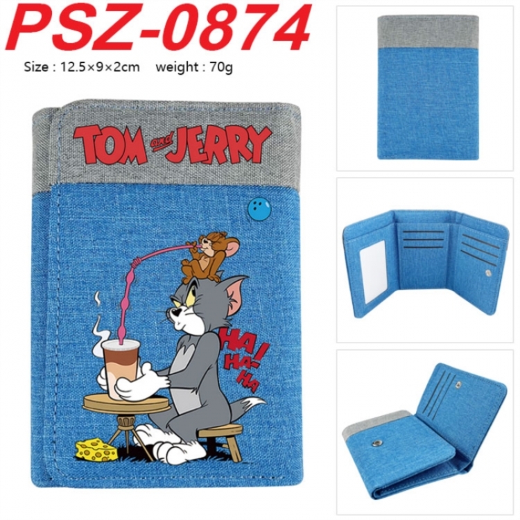 Tom and Jerry Anime color blocked three fold concealed wallet 12.5X9X2CM 70G