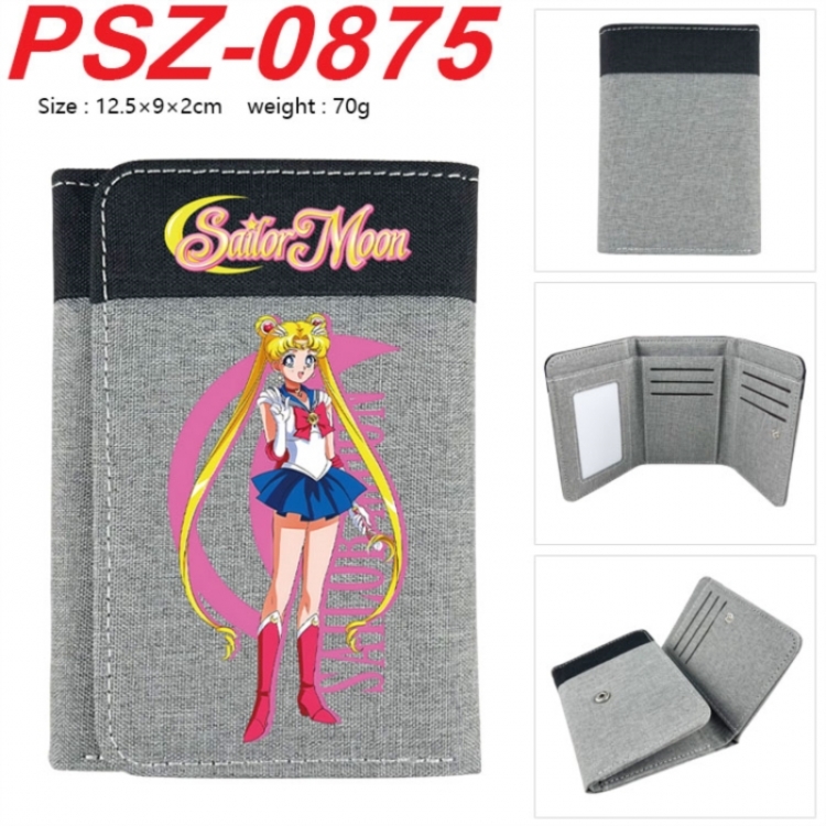sailormoon Anime color blocked three fold concealed wallet 12.5X9X2CM 70G