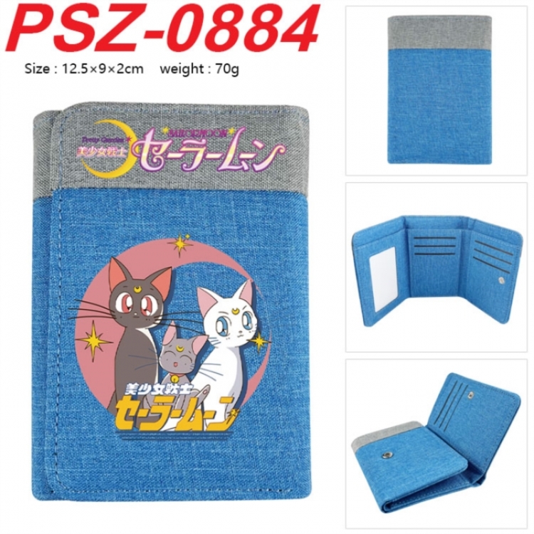 sailormoon Anime color blocked three fold concealed wallet 12.5X9X2CM 70G