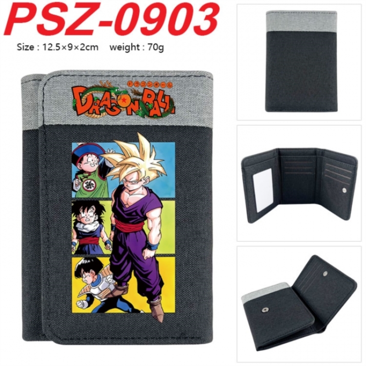 DRAGON BALL Anime color blocked three fold concealed wallet 12.5X9X2CM 70G
