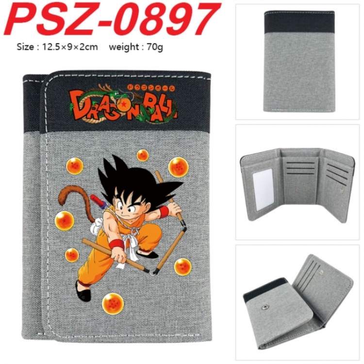 DRAGON BALL Anime color blocked three fold concealed wallet 12.5X9X2CM 70G