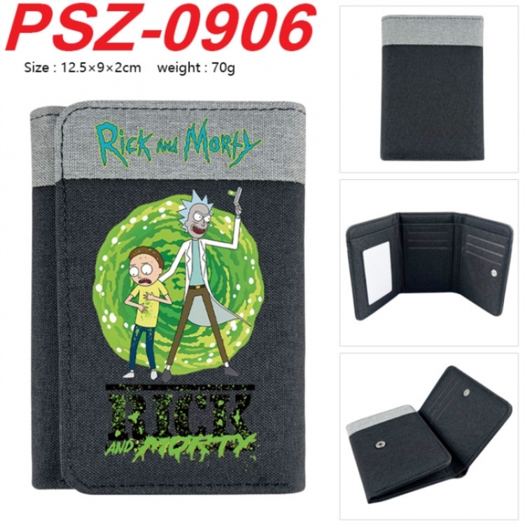 Rick and Morty Anime color blocked three fold concealed wallet 12.5X9X2CM 70G