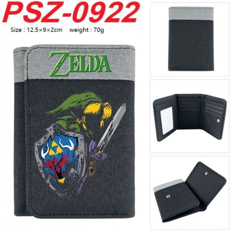The Legend of Zelda Anime color blocked three fold concealed wallet 12.5X9X2CM 70G