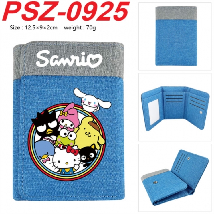 Sanrio Anime color blocked three fold concealed wallet 12.5X9X2CM 70G