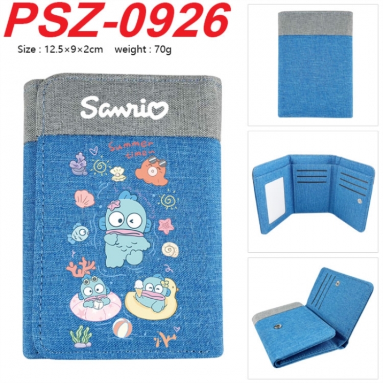 Sanrio Anime color blocked three fold concealed wallet 12.5X9X2CM 70G