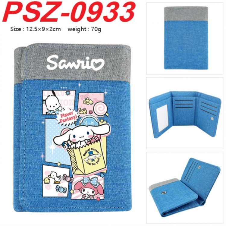 Sanrio Anime color blocked three fold concealed wallet 12.5X9X2CM 70G