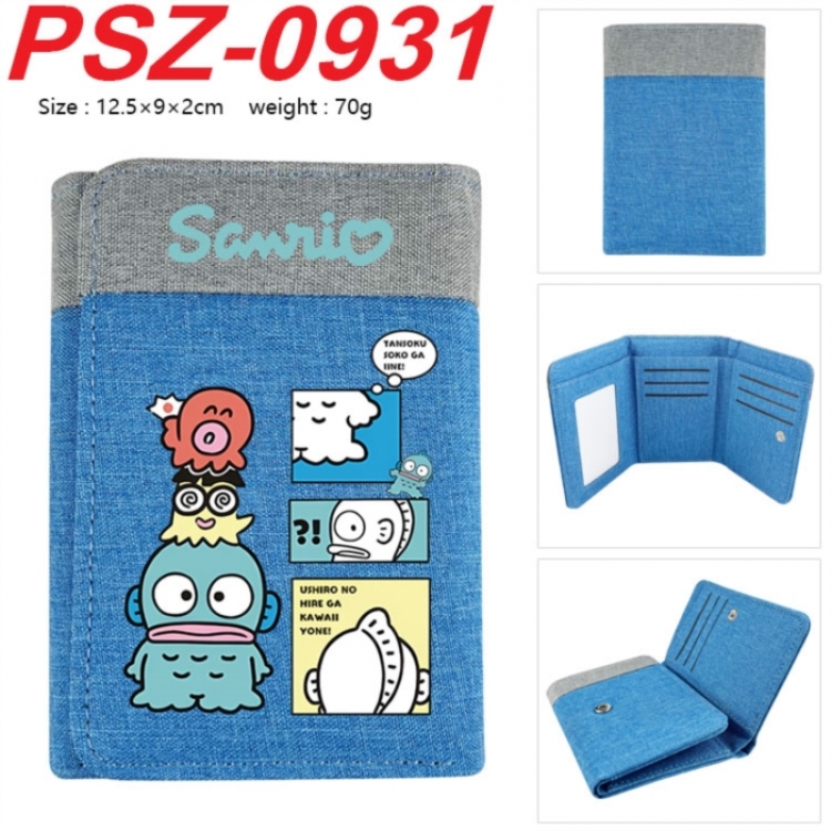 Sanrio Anime color blocked three fold concealed wallet 12.5X9X2CM 70G