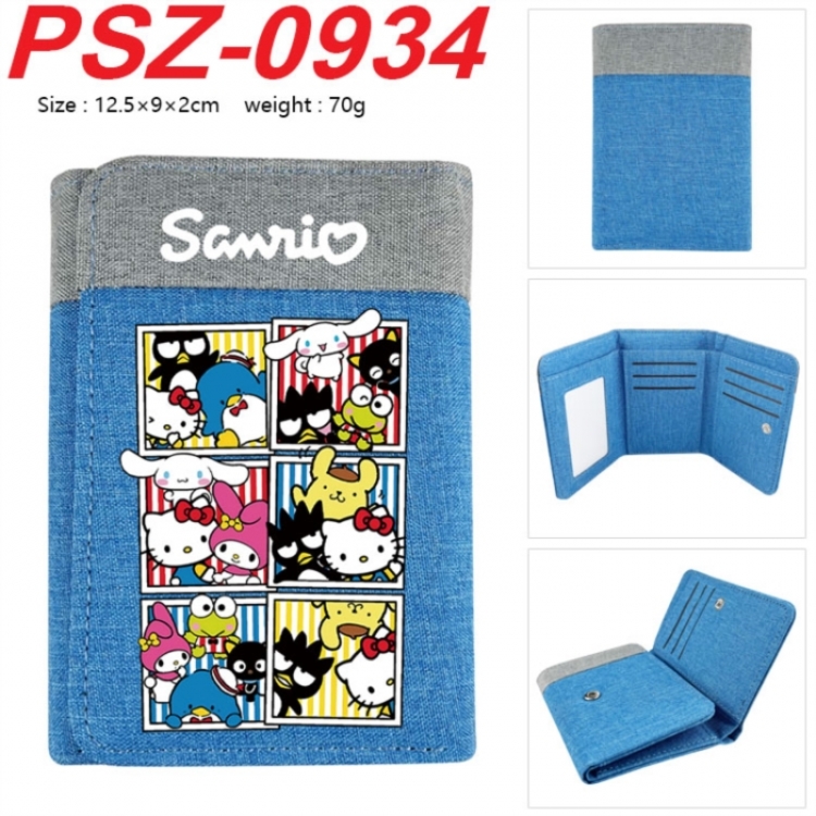 Sanrio Anime color blocked three fold concealed wallet 12.5X9X2CM 70G