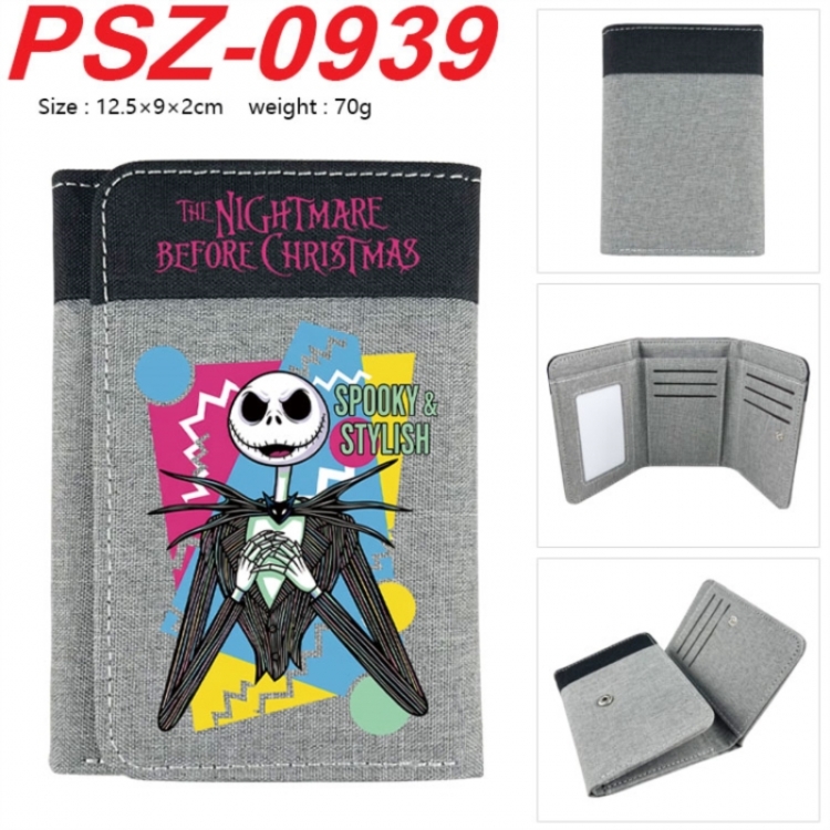The Nightmare Before Christmas Anime color blocked three fold concealed wallet 12.5X9X2CM 70G