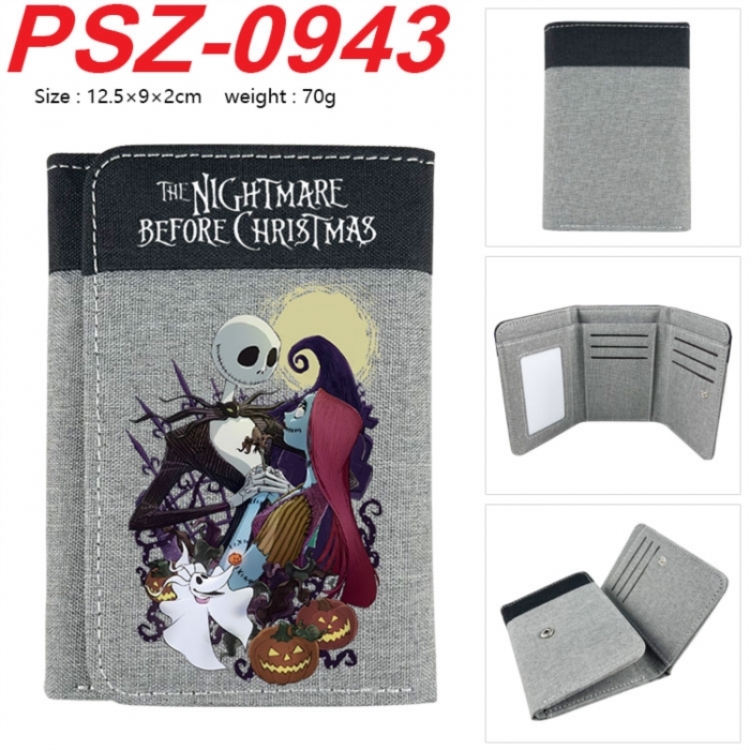 The Nightmare Before Christmas Anime color blocked three fold concealed wallet 12.5X9X2CM 70G