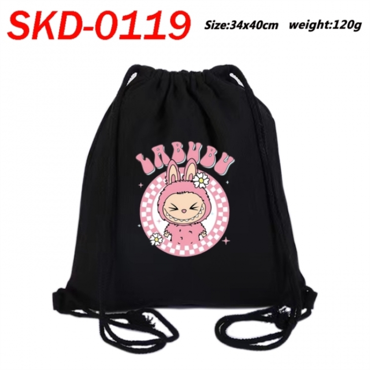 Labubu Anime-themed Canvas Drawstring Backpack Tote Bag 34x40cm