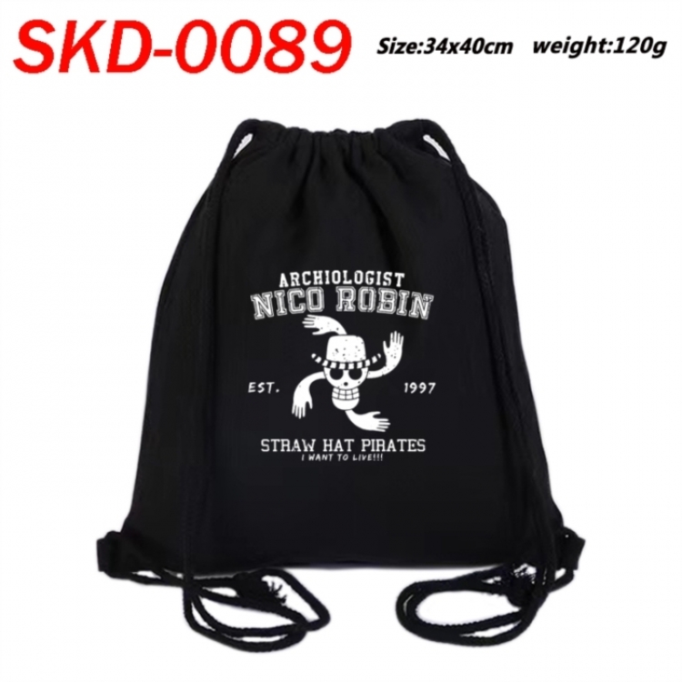 One Piece Anime themed Canvas Drawstring Backpack Tote Bag 34x40cm