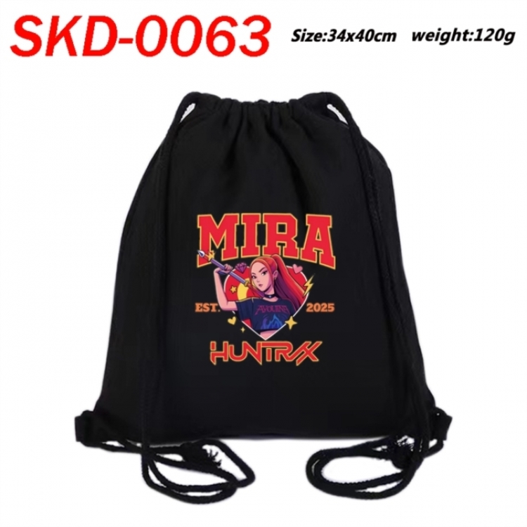 K-Pop Demon Hunters Anime themed Canvas Drawstring Backpack Tote Bag 34x40cm