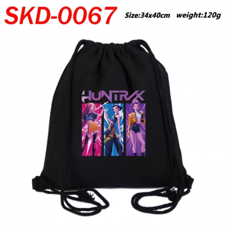 K-Pop Demon Hunters Anime themed Canvas Drawstring Backpack Tote Bag 34x40cm