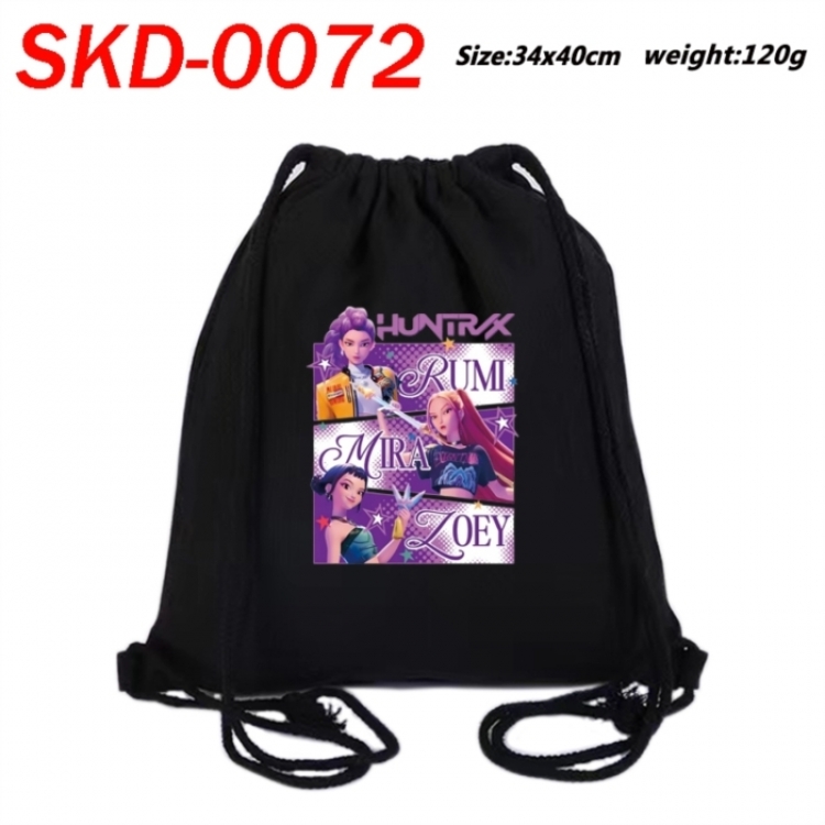 K-Pop Demon Hunters Anime themed Canvas Drawstring Backpack Tote Bag 34x40cm