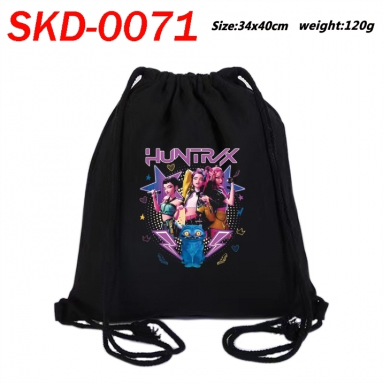 K-Pop Demon Hunters Anime themed Canvas Drawstring Backpack Tote Bag 34x40cm