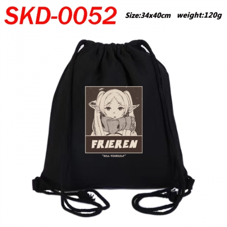 Frieren: Beyond Journey's Anime themed Canvas Drawstring Backpack Tote Bag 34x40cm