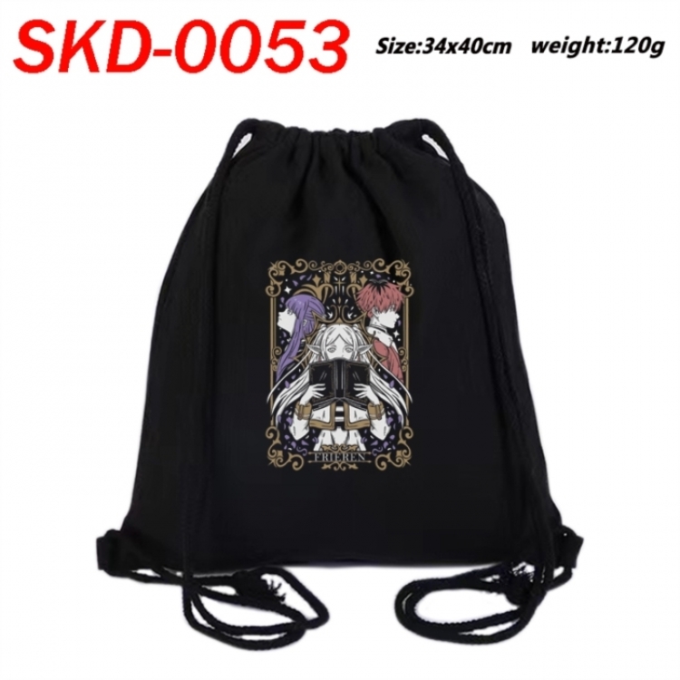 Frieren: Beyond Journey's Anime themed Canvas Drawstring Backpack Tote Bag 34x40cm
