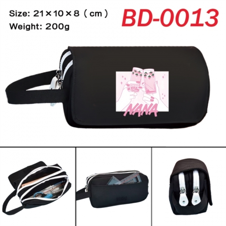 NANA Anime peripheral handheld large capacity double-layer Oxford cloth pencil case 21X10X8cm