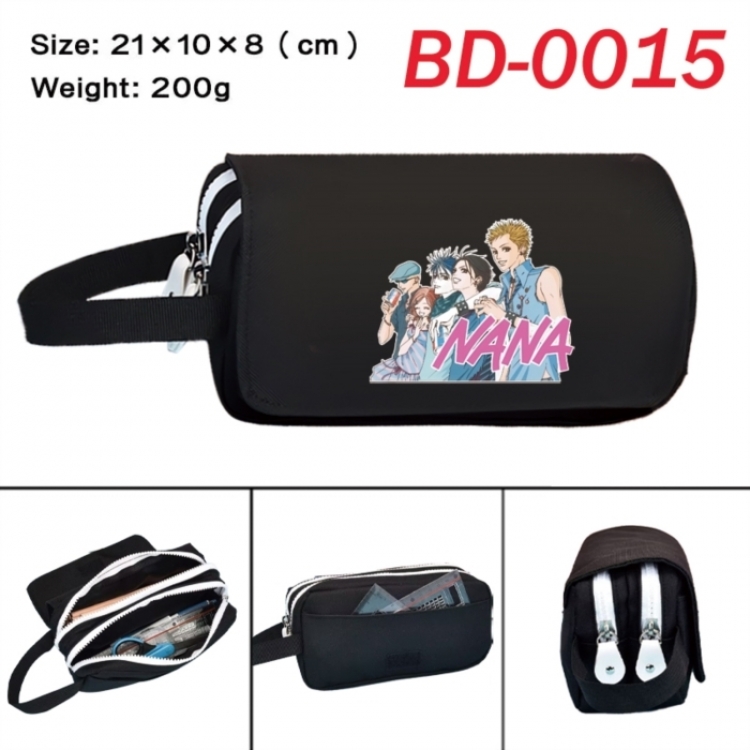 NANA Anime peripheral handheld large capacity double-layer Oxford cloth pencil case 21X10X8cm