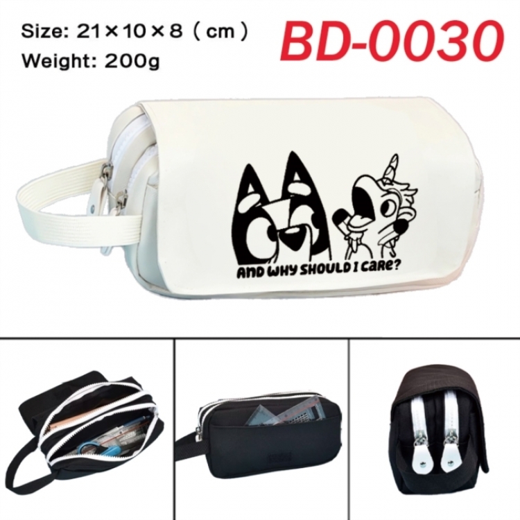 Bluey Anime peripheral handheld large capacity double-layer Oxford cloth pencil case 21X10X8cm